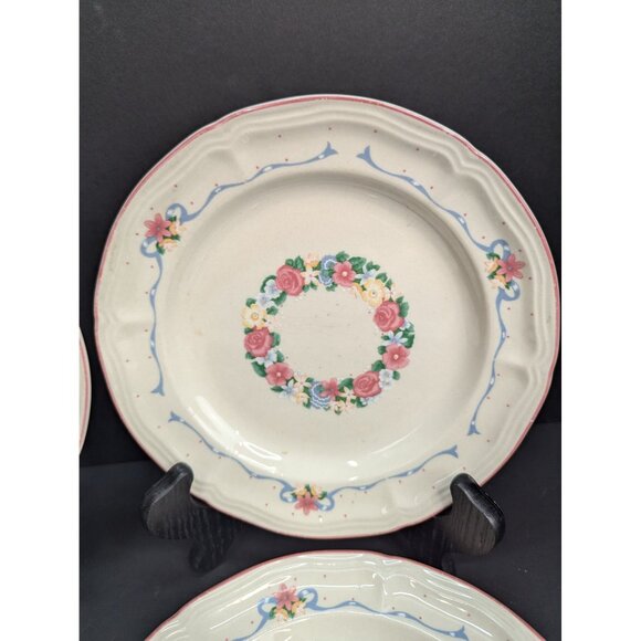 Tienshan Stoneware Cottage Floral 7 3/4 Inch Salad Plate Set of 4 - Picture 5 of 11
